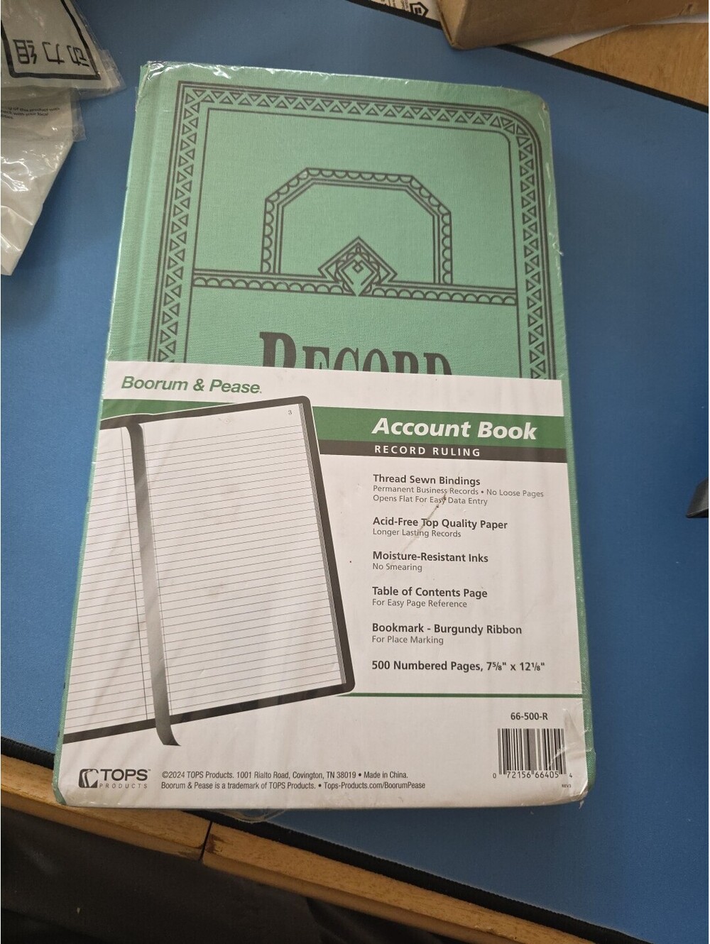 Boorum & Pease Account Book Record Ruling 500 Pages Hardcover Green 66-500-R